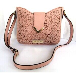 Marc New York Andrew Marc Crossbody Pink Perforated Shoulder Bag Adj Strap NWOT